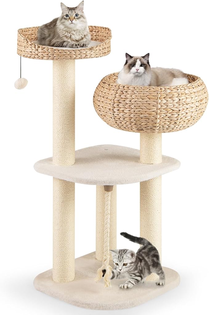 Tangkula Modern Cat Tree, Tall Cat Tower by TANGKULA
