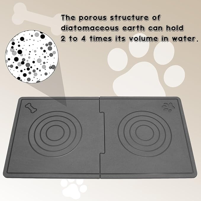 Stone Dog & Cat Food Mat, Diatomaceous Pet Feeding Mat - Image 2