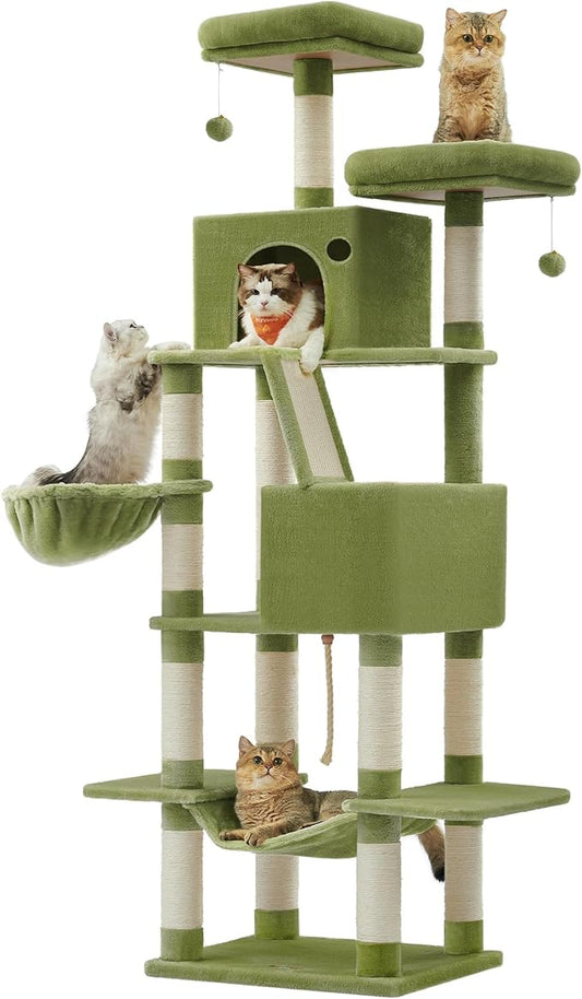 Feandrea Cat Tree, 81.1-Inch Large Cat Tower, 2 Perches, 2 Caves by FeandreabySONGMICSHOME