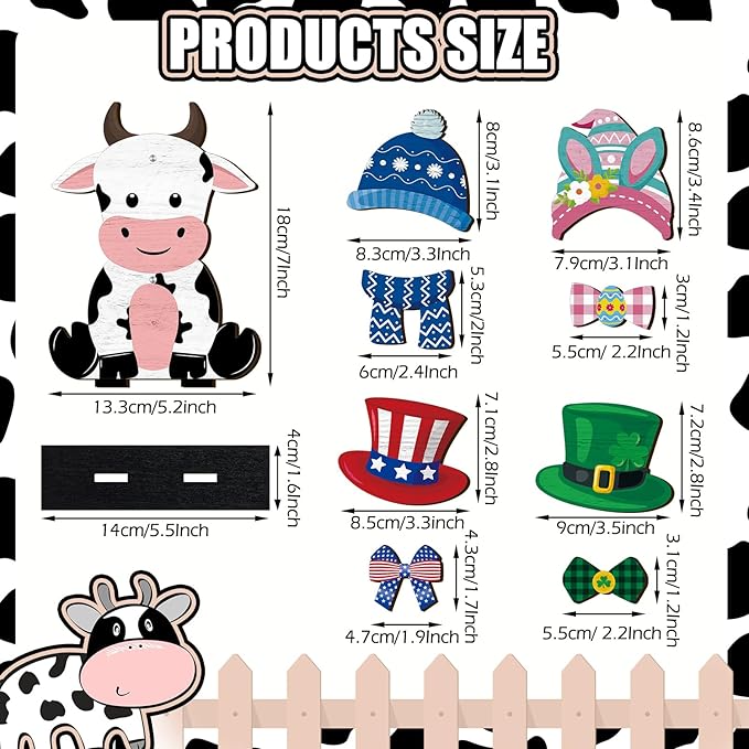 42 Pcs Summer Lemon Interchangeable Cow Figurine Farmhouse Holiday Cow Office - Image 2