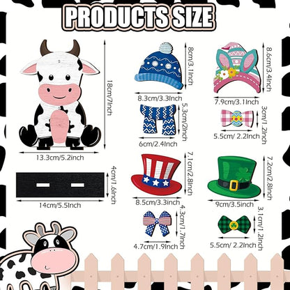 42 Pcs Summer Lemon Interchangeable Cow Figurine Farmhouse Holiday Cow Office - Image 2