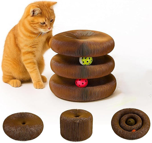 Interactive Cat Toy, Kitty Curls Cat Scratcher, Twisty Paws Cat Scratching Post by LEQOS