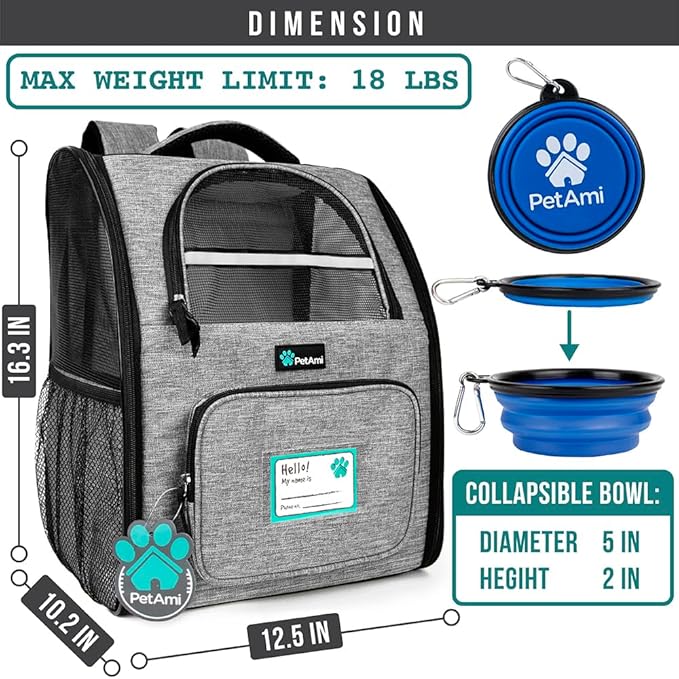 PetAmi Dog Backpack Carrier for Small Medium Dogs Large Cats up to 18 lbs - Image 2