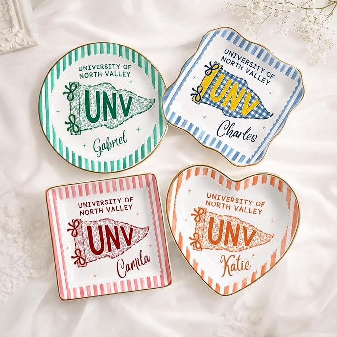 LOVELYPOD Custom School Pennant Flag Jewelry Tray, Personalized College Grad - Image 3
