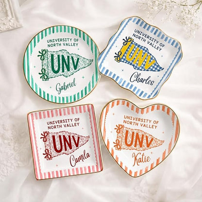 LOVELYPOD Custom School Pennant Flag Jewelry Tray, Personalized College Grad - Image 3