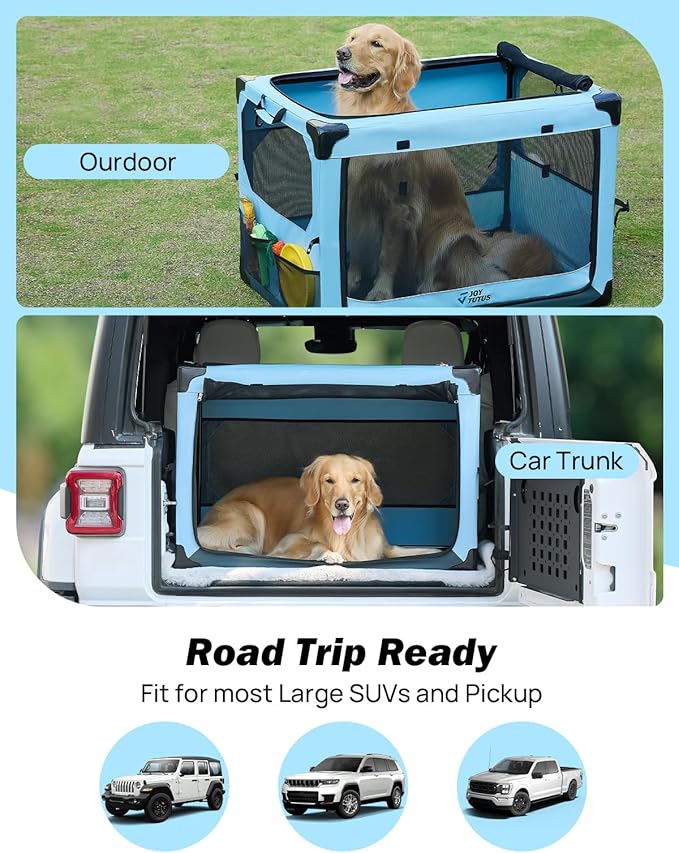 JOYTUTUS 38 Inch Collapsible Dog Crate, Steel Frame 8-Bar Foldable Soft Kennel - Image 5