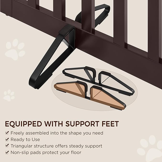 Yaheetech 36" H Extra Tall Freestanding Pet Gate 4-Panel Wooden Dog Fence - Image 9