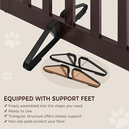 Yaheetech 36" H Extra Tall Freestanding Pet Gate 4-Panel Wooden Dog Fence - Image 9