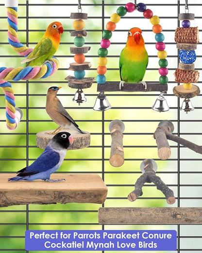 Bissap 10 PCS Bird Chew Toys, Parakeet Natural Wood Parrot Hanging Cage Toy - Image 7