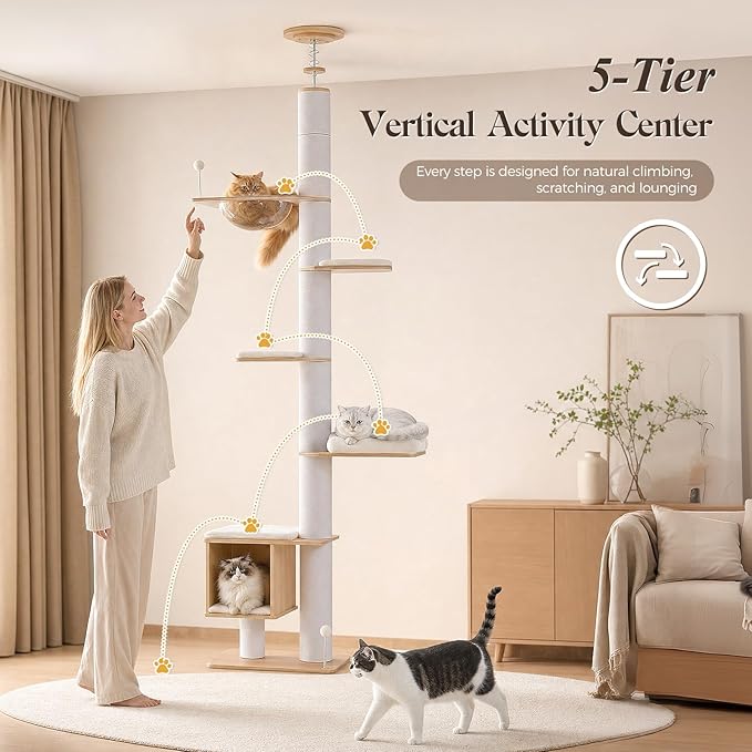 PAWZ Road Floor to Ceiling Cat Tree, 7.6-9.4ft Tall Cat Tower - Image 5