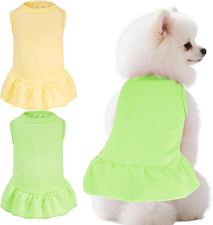 2 Pcs Dog Dresses Cat Skirt Solid Color Dog Clothes Summer Sleeveless Puppy - Image 6