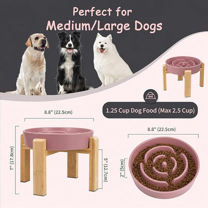Elevated Slow Feeder Dog Bowl Large Breed, 8.8 Inch Ceramic Slow Eating Bowl - Image 2