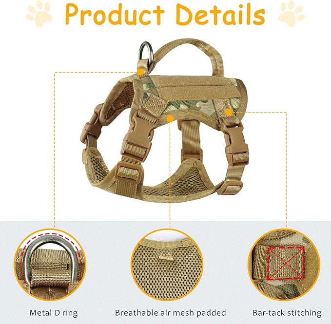 Tactical Cat Harness for Walking, Adjustable Escape Proof Pet Vest for Large Cat - Image 7