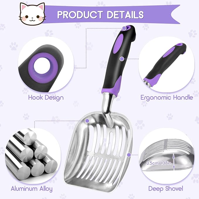 Cat Litter Scoop, Metal Cat Scooper, Rubber Handle Scoop, Sifting Shovel - Image 5