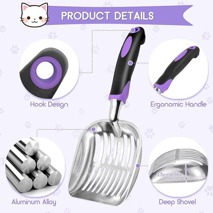 Cat Litter Scoop, Metal Cat Scooper, Rubber Handle Scoop, Sifting Shovel - Image 5