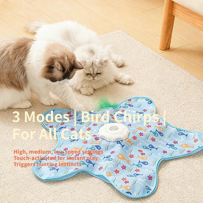 Automatic Cat Toy Mat with Bird Chirps, 3 Touch Modes Hide and Seek Interactive - Image 2