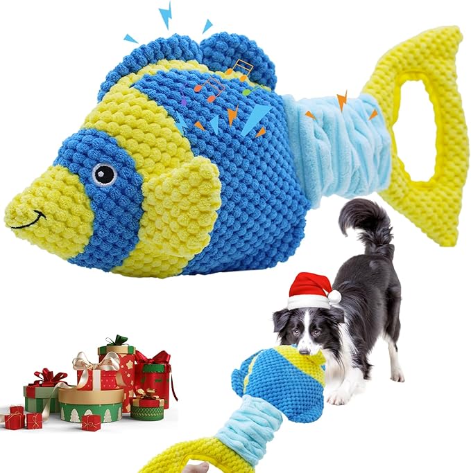 YZHDUXIU Tug of War Dog Toy, Squeaky Dog Toys, Interactive Fish Puppy Toys by Yzhduxiu