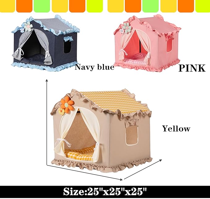 Yellow Indoor Dog House with Frame and Princess Style Cat Houses - Image 4