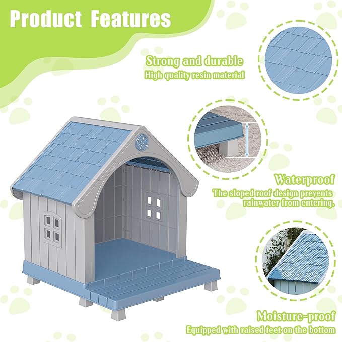 DRATO Large Dog House Outdoor Indoor, Sturdy Plastic Waterproof Doghouse - Image 3