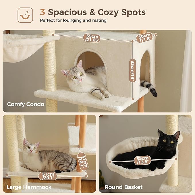 PAWZ Road Large Cat Tree, 73 Inches Tall Wooden Cat Tower - Image 4