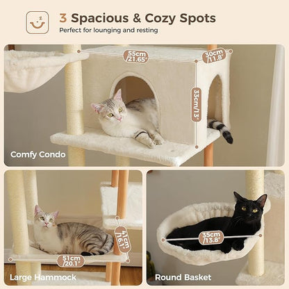 PAWZ Road Large Cat Tree, 73 Inches Tall Wooden Cat Tower - Image 4