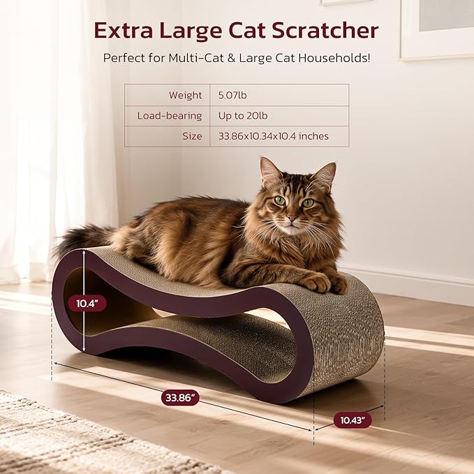 Extra Large Cat Scratcher Cardboard Bed, 100% Recyclable & Reversible Durable - Image 2