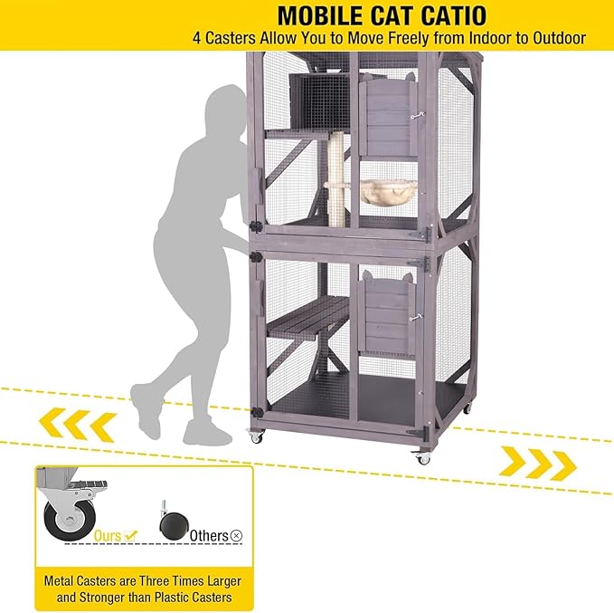 Aivituvin Cat House Outdoor Cat Catio Wooden Large Enclosure - Image 2