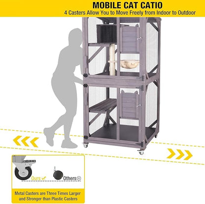 Aivituvin Cat House Outdoor Cat Catio Wooden Large Enclosure - Image 2