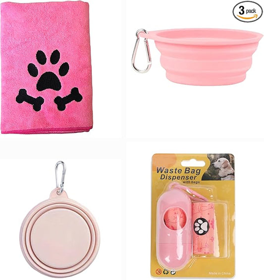 Pet Accessories Set, Collapsible Bowl, Waste Bag Dispenser by Unknown