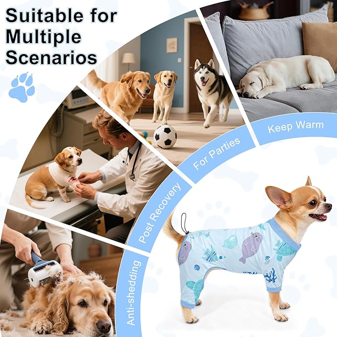 Bienbee Dog Pajamas, 4 Pack Dog Recovery Suit Shedding Suit Cute Soft Puppy - Image 7