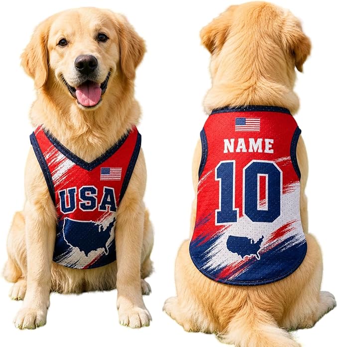 V-DECORPARKS Dog Jersey Custom Name Number, Pets Soccer Jersey by V-Decorparks
