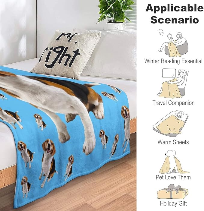 Personalized Dog Portrait Blanket Using Pet Photo & Name Custom Pet Memorial - Image 4