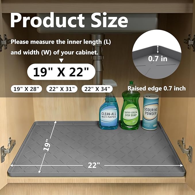 Mateeylife Under Sink Mats for Kitchen Waterproof 22"X19", Undersink - Image 3