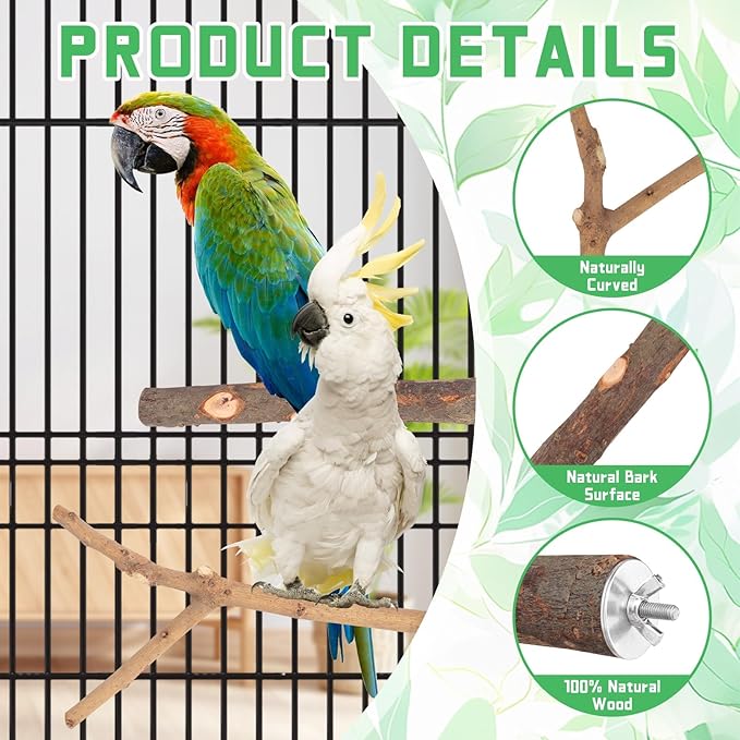 4-Pack Natural Wood Bird Perch Stand - Image 3
