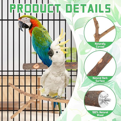 4-Pack Natural Wood Bird Perch Stand - Image 3
