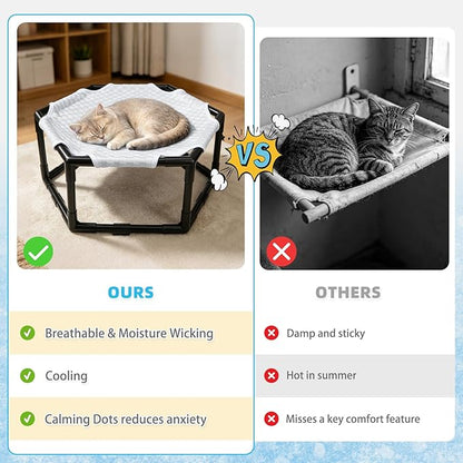 Elevated Cat Cooling Hammock Bed, Hexagonal Raised Cat Cot - Image 7
