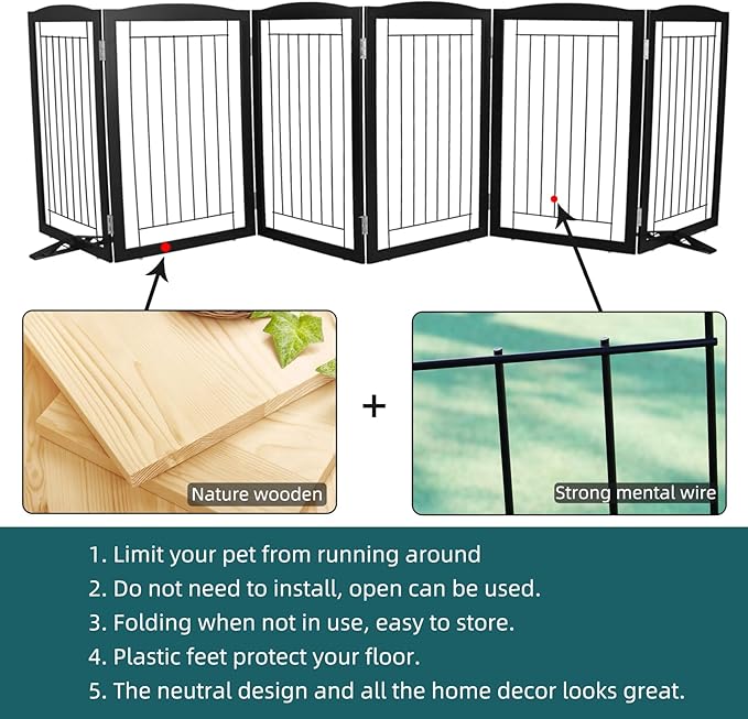 ZJSF Freestanding Dog Fence Indoor, Foldable Dog Gate - Image 6