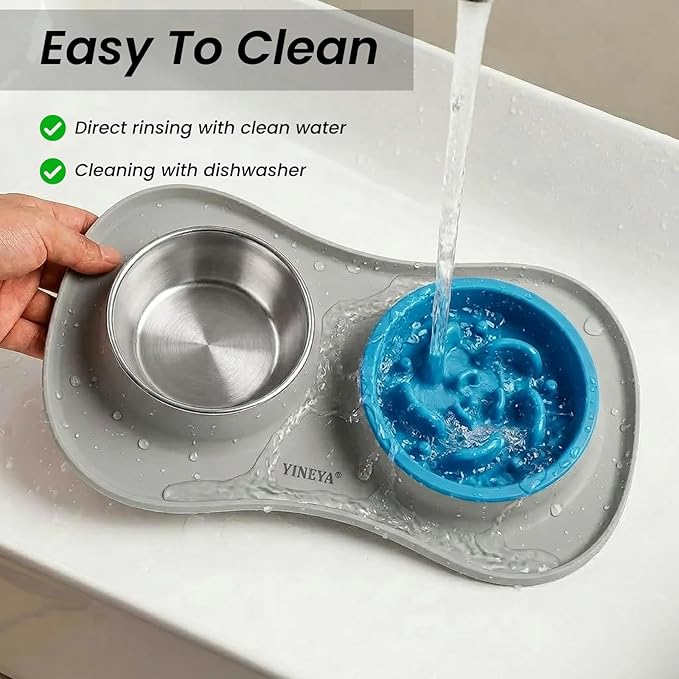 YINEYA 3 in 1 Slow Feeder Dog Bowls & Stainless Steel Food and Water Bowl - Image 5