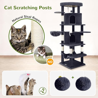 Globlazer Corner Cat Tree for Large Cats, 66inch Tall Curved Series Large Cat - Image 6