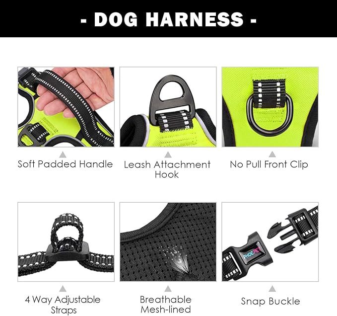 PHOEPET Reflective Dog Harness Large Breed Adjustable No Pull Vest - Image 4