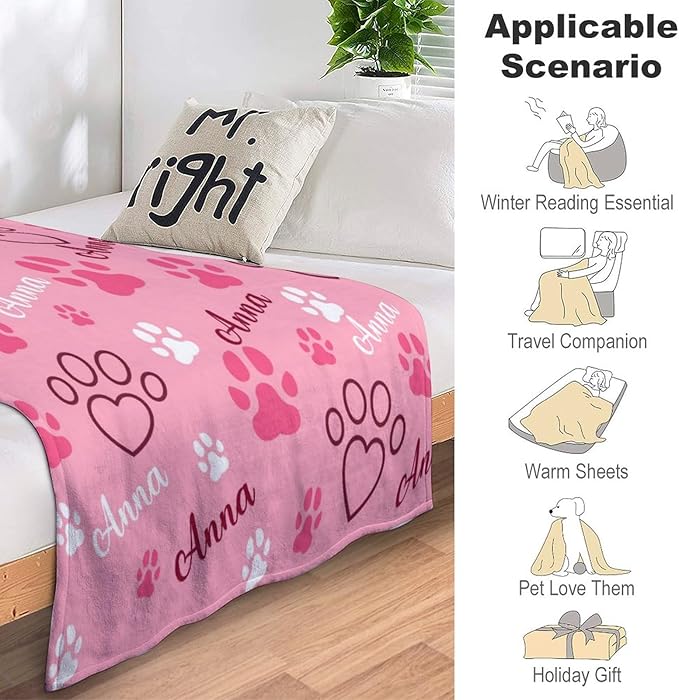 Personalized Paw Print Dog Blanket - Image 3
