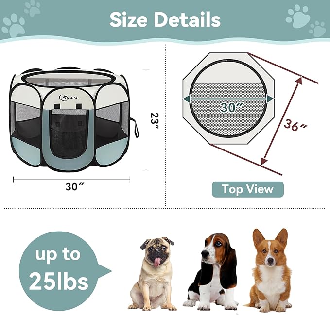 Siedihit Dog Playpen, Puppy Pet Playpen, Medium Dogs Tent Crates Cage - Image 7