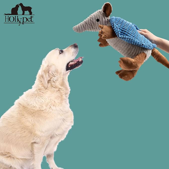 Hollypet Plush Dog Squeaky Toy Stuffed Armadillo Animal Pet Puppy Chew Toys - Image 5