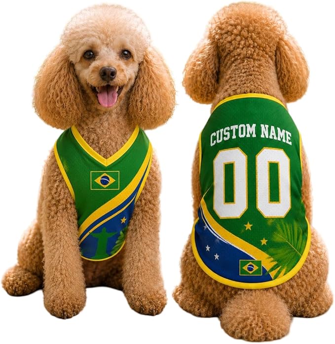 V-DECORPARKS Dog Jersey Custom Name Number, Pets Soccer Jersey by V-Decorparks