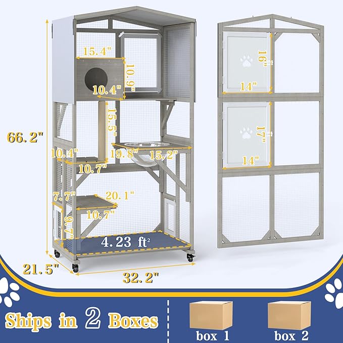 PetsCosset 66"H Large Catio Outdoor Cat Enclosure - Image 6