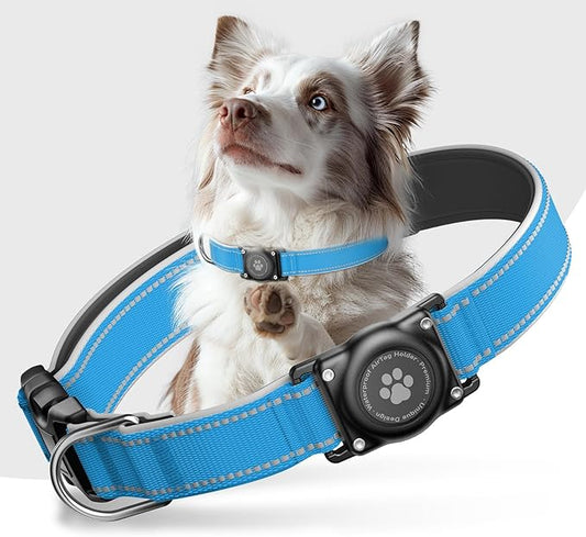 AirTag Dog Collar, IP68 Waterproof Air Tag Dog Collar Holder, Reflective by FURRIGO