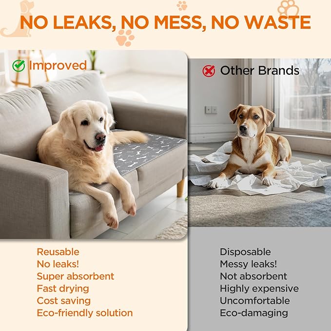 Washable Pee Pads for Dogs Large 54" x 54" 2-Pack Reusable Puppy Pads Pet - Image 6