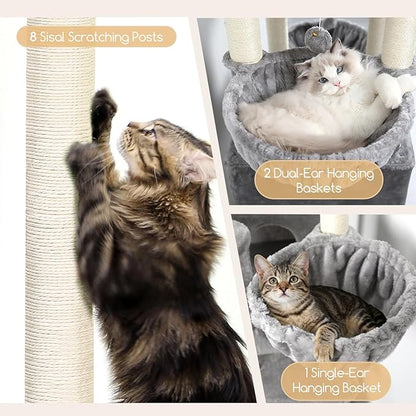 Globlazer Extra Large Cat Tree Tower, 82in Tall Heavy Duty Cat Tree - Image 4