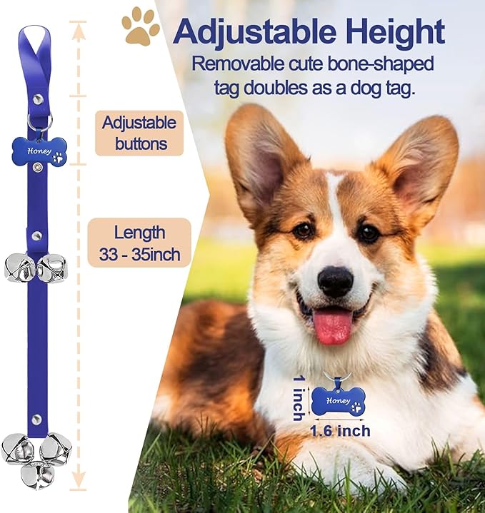 Leather Dog Bells, Puppy Potty Training Bell Dog Doorbell Potty Train Dog Bell - Image 5