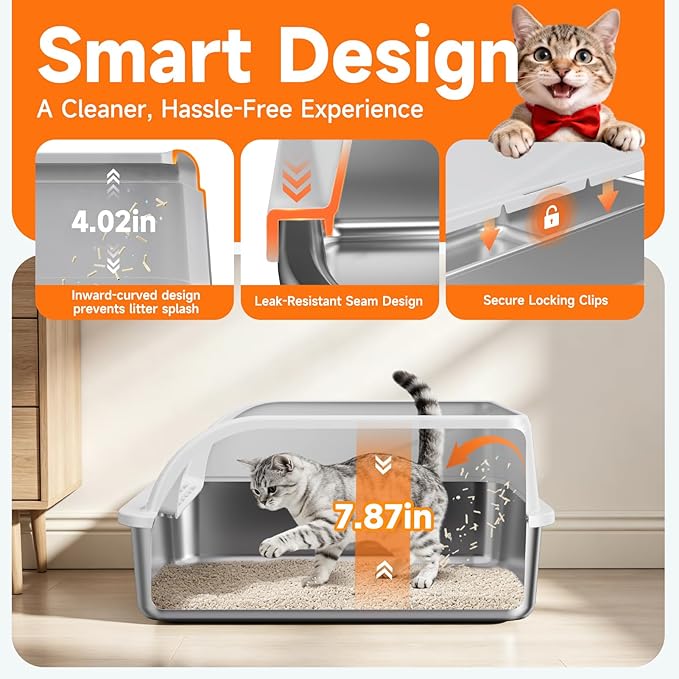 Stainless Steel High Sides Cat Litter Box - Image 5
